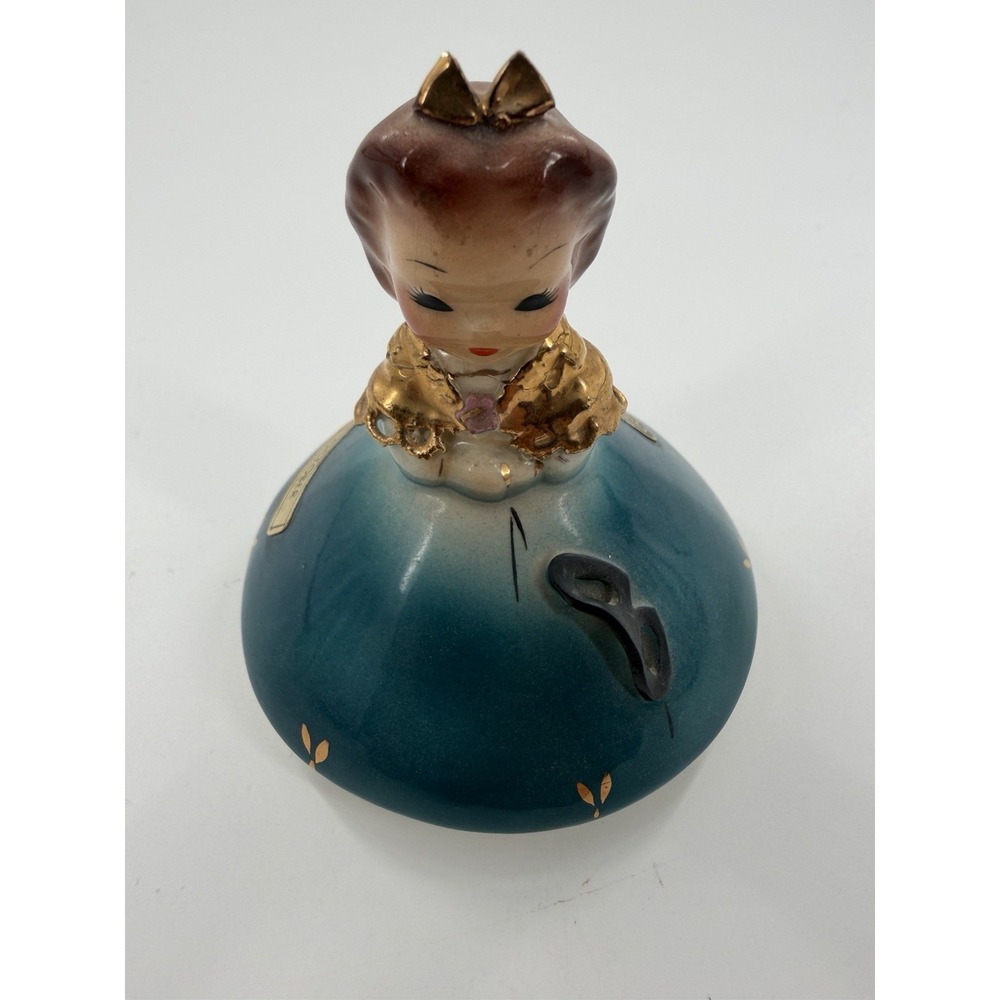 Vintage 1950s Josef Originals October Birthday Girl California Figurine Teal